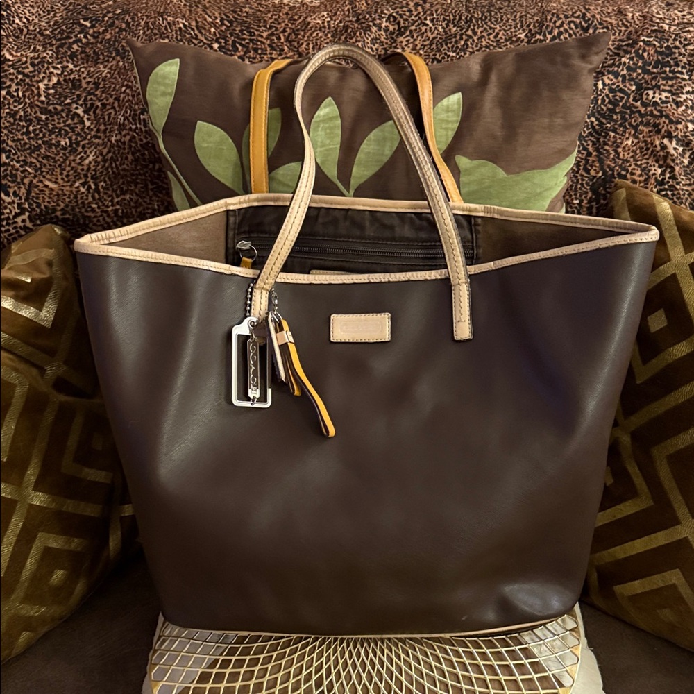 Coach Chocolate Brown and Beige Tote